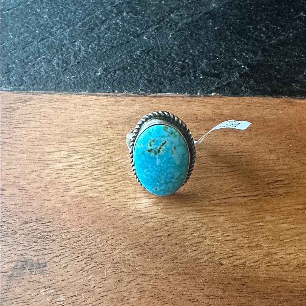 Turquoise Oval Sterling-Style Women's Ring - Blue Stone